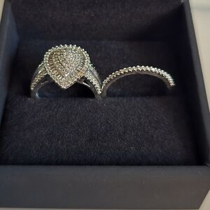 1-1/4 CT. T.W. Composite Baguette and Round Diamond Layered Pear-Shape